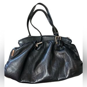 Vintage 90s Perlina Black Leather Shoulder Bag, classic, soft leather